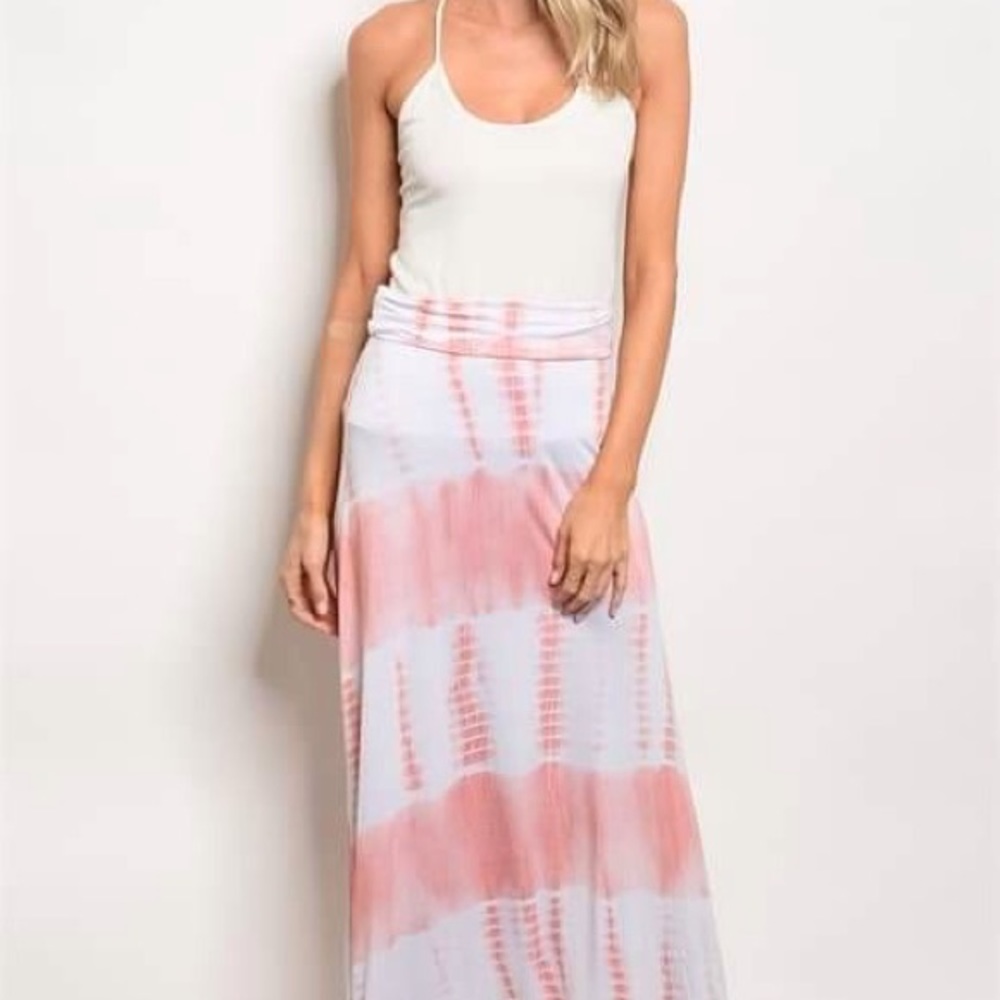 Pink Blush Tie Dye Rayon Skirt